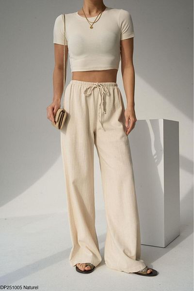 CADDELAMODA Women's Lined Loose Linen Trousers