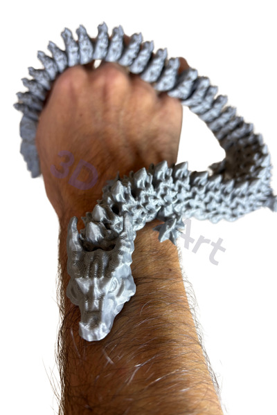 3D SerArt Dev Boy Hareketli Gri Kristal Ejderha 40 CM