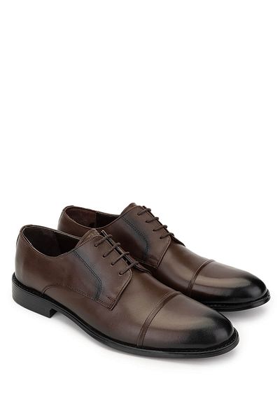 Tamer Tanca Men's Genuine Leather Brown Classic Shoes