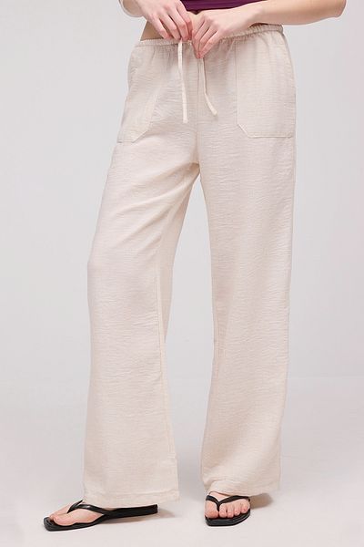 Addax Wide Leg Pants with Drawstring Pockets on the Waist Pn16608