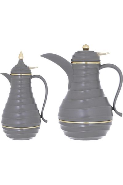 ALSAIF Steel Thermos Set (Blanca) 1 L 0.75 L 2 Pieces Dark Beige
