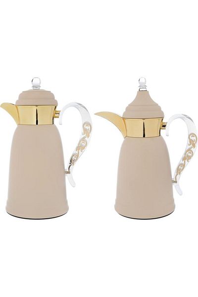 ALSAIF Qamar Stainless Steel Thermos Set 0.7 / 1 Liter Beige