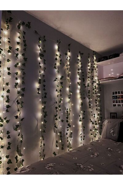 Miu Dekoratif Yeşil Yapraklı Yapay Sarmaşık 230 Cm Ve 3 Metre Peri Led Gün Işığı