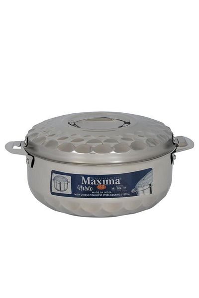 ALSAIF Aristo Steel Food Container 3.5 Liter Round Silver