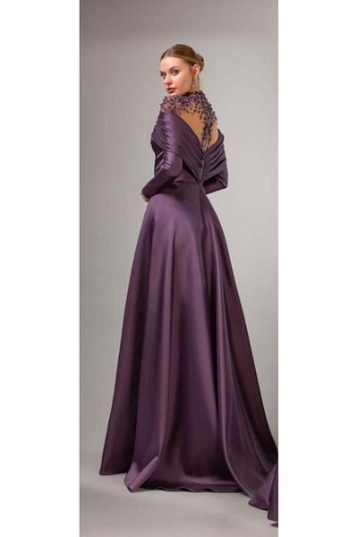 Kenzel Transparent Sleeves and Shoulder Evening Dress