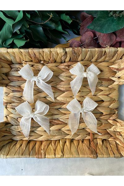 la minör Plain Ecru (Cream) Linen Ribbon Ready-Made Bow -25 Pieces