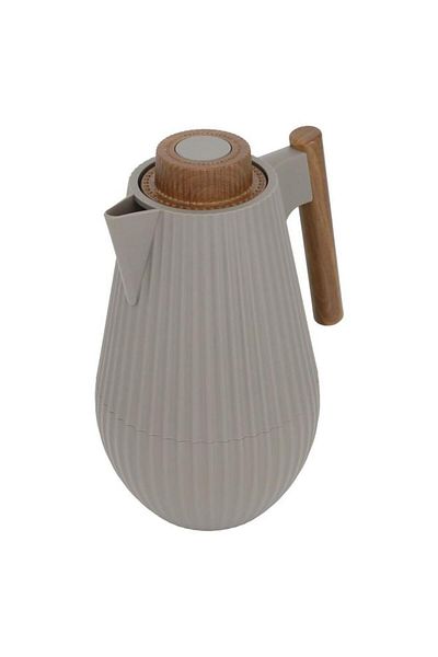 ALSAIF Layar Plastic Thermos With Wooden Handle Squeeze 1 Liter Cappuccino