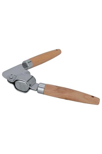 ALSAIF Steel Garlic Press Round Wooden Handle Brown