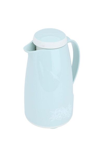 ALSAIF German Plastic Thermos 1 Liter Rose Pattern Cyan
