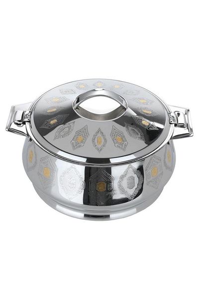 ALSAIF Lava Steel Food Container 2500 Ml Gold Silver Pattern