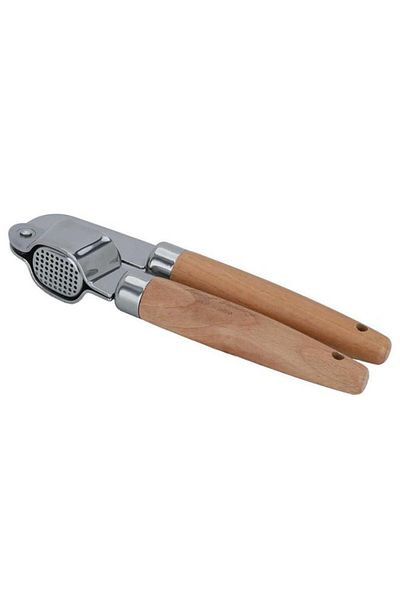 ALSAIF Steel Garlic Press Round Wooden Handle Brown