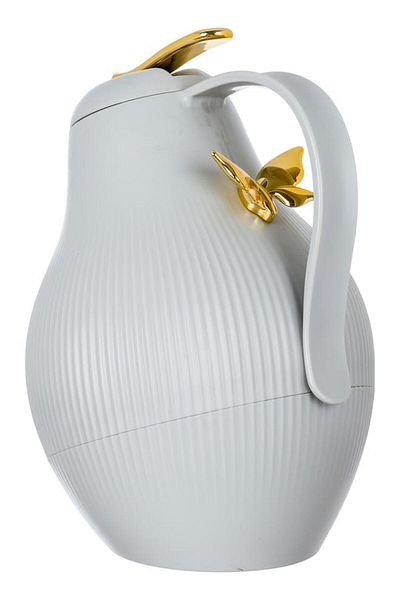 ALSAIF Dora Plastic Thermos 1.5 Liters With A Gold Light Gray Butterfly