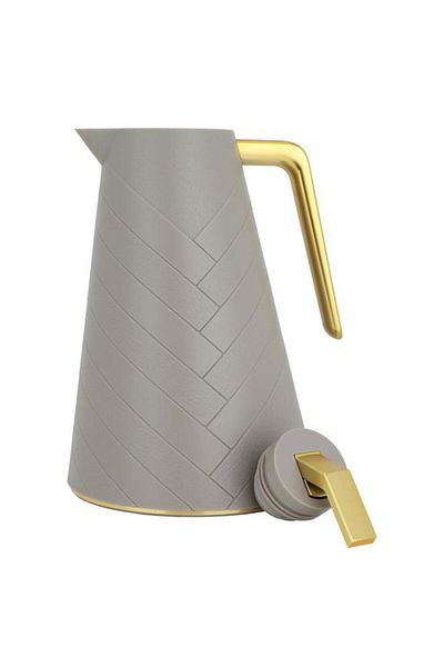 ALSAIF Plastic Thermos 1 Liter With Gold Handle Gold Beige