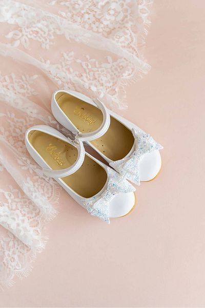 Bebbini Linda- Special Day White Vegan Girl's Ballerinas with Bow