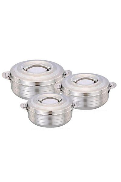ALSAIF Steel Food Container Set 3 Pieces Silver