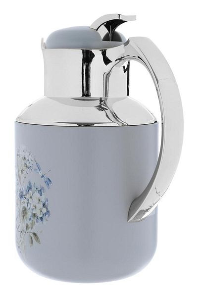 ALSAIF Florya Pro Plastic Thermos Set 1 L 0.5 L Rose Pattern Light Gray