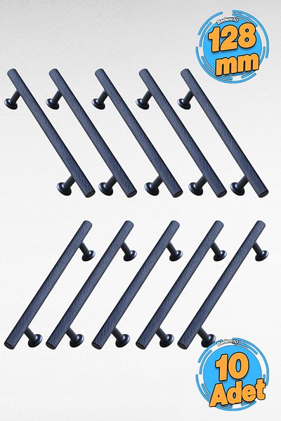 Badem10 10 bucăți Doruk Mobilier Bucătărie Sertar Dulap Dulap Negru 128 Mm-12,8 Cm Mâner Metal Mâner Mâner
