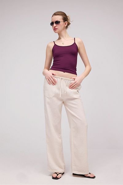 Addax Wide Leg Pants with Drawstring Pockets on the Waist Pn16608