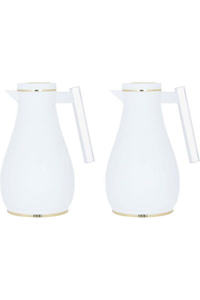 ALSAIF Plastic Thermos Set (Karam) 1 Liter 0.75 Liters 2 Pieces White