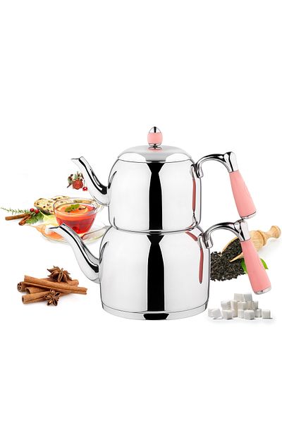 Özkent Pink Özkent Armine Mega Teapot (Fireproof Silicone Handle and Strainer)