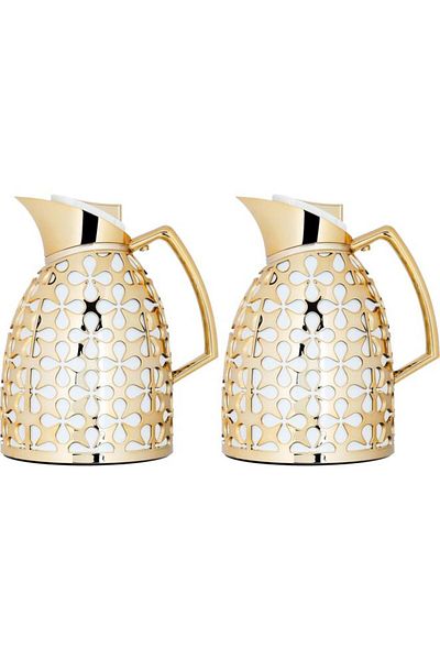 ALSAIF Andalusia Glass Thermos Set 0.75/1 Liter White Gold