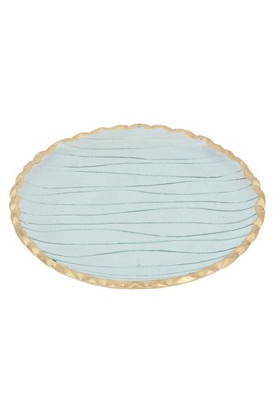 ALSAIF Glass Plate 1.6 X 21 Cm Round With Gold Rim Small Transparent