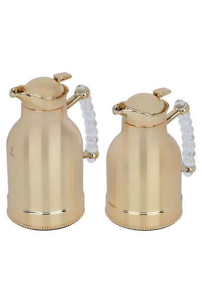 ALSAIF Farida Stainless Steel Thermos Set 2 Pieces 0.7 / 1 Liter Gold