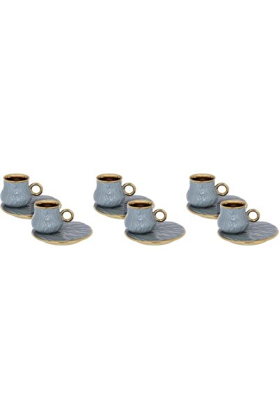 ALSAIF Porcelain Coffee Cup Set 12 Pieces 90 Ml Light Grey