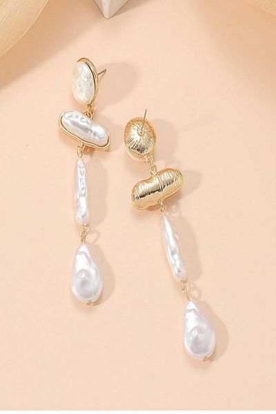 DEMOKAN Women's Earrings Imported Special Series Baroque Circle Stick Drop Model Dangle Non Tarnish Earrings