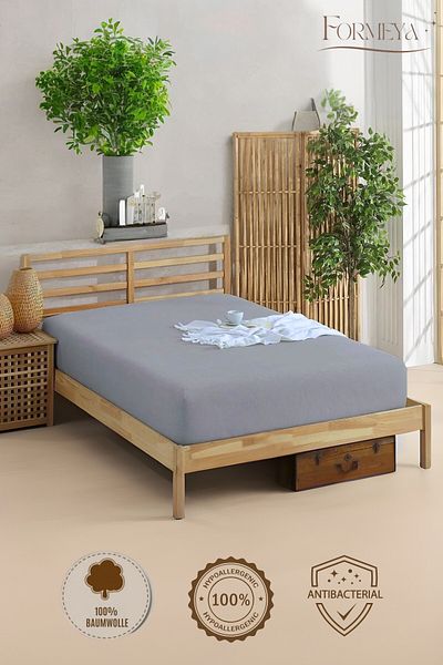 Formeya Spannbettlaken aus 100 % Baumwolle, für Einzel-/Doppelbett, gekämmtes Spannbettlaken
