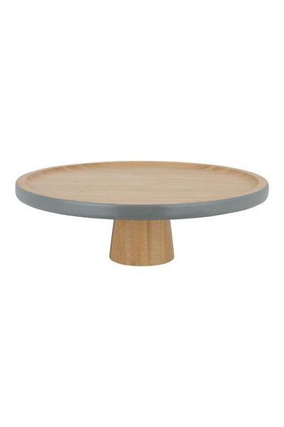ALSAIF Wooden Cake Serving Stand 30 X 9.6 Cm Gray Edge With Wooden Base