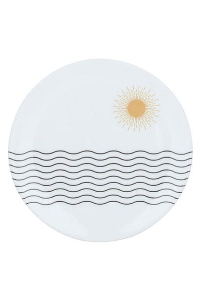 ALSAIF Porcelain Cake Plate 19 Cm Sun Pattern White