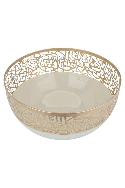 ALSAIF وعاء فولاذي دائري مقاس 24 × 24 × 11 سم، لون بيج