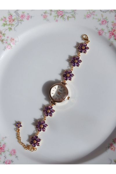 Reorah Collection Floral Radiance Clock-Zircon Stone Flower Clock