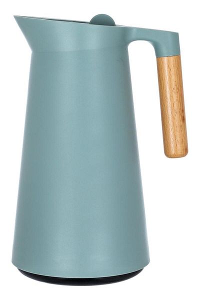 ALSAIF Linda Plastic Thermos 1 Liter With Wooden Handle Dark Green