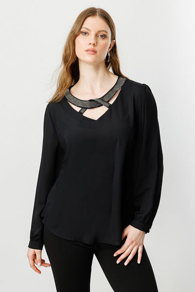 Ekol Stone Printed Chiffon Blouse