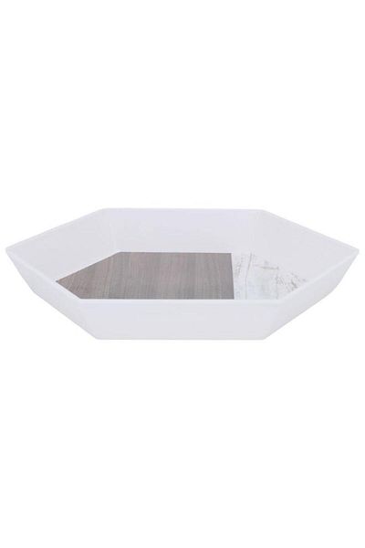 ALSAIF طبق بلاستيك سداسي الشكل 18×18×2.7 سم، أبيض