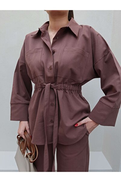 ESRAHELVACI Tie Waist Shirt Pants Set