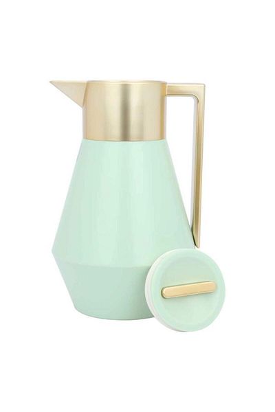 ALSAIF Plastic Thermos 1 Liter Gold Handle Light Green