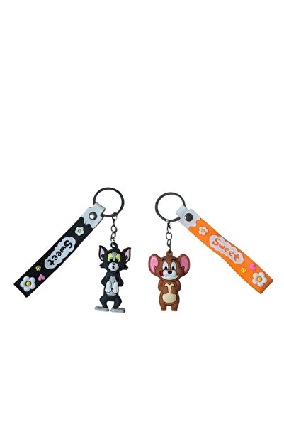 Sağlıkçı Shopping سلسلة مفاتيح مزدوجة ثلاثية الأبعاد بتصميم توم وجيري ثلاثية الأبعاد