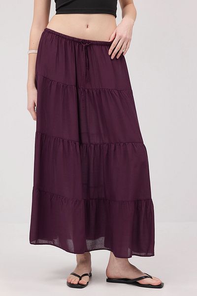 Addax Long Skirt with String Tie on Waist E16612