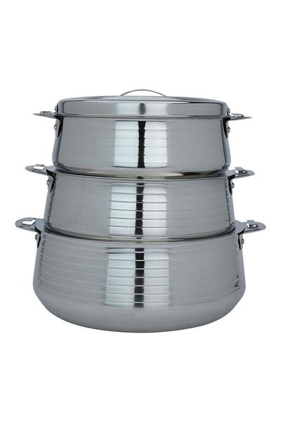 ALSAIF Food Container Set (Maxima) Steel 2.5 3.5 5.0 Ml Silver