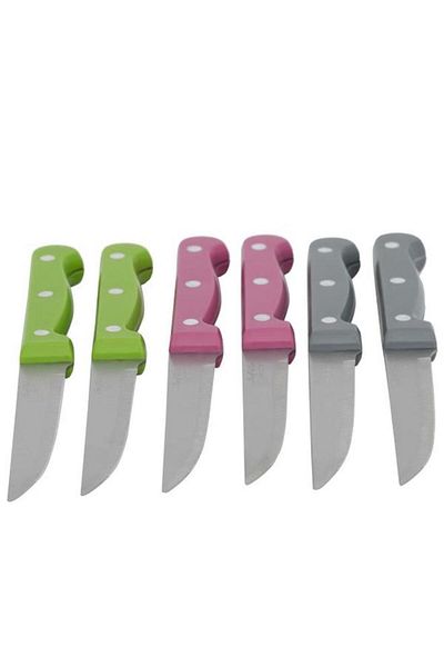 ALSAIF Steel Serrated Knife Set With Plastic Handle 6 Pieces Colored