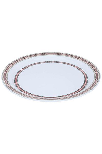 ALSAIF Melamine Plate 45 X 45 Cm Round Asiri Pattern White