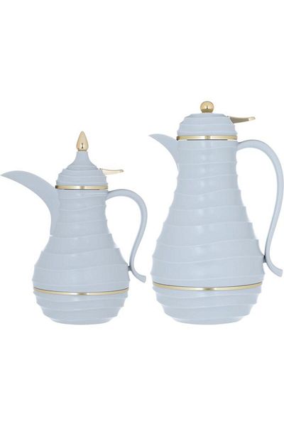ALSAIF Blanca Plastic Thermos Set 1 Liter 0.75 Liter Light Grey