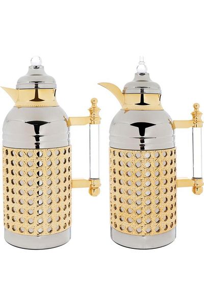 ALSAIF Steel Thermos Set (Sara) 1 Liter 2 Pieces Silver