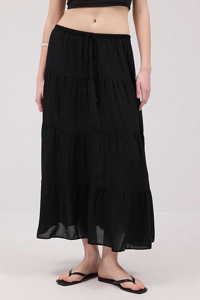 Addax Long Skirt with String Tie on Waist E16612