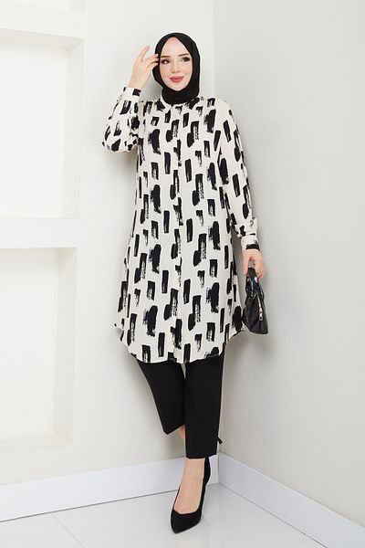 Maystore Canvas Patterned Viscose Tunic
