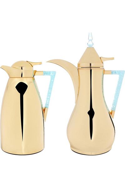 ALSAIF Steel Thermos Set (Maha) 1 Liter 2 Pieces Gold