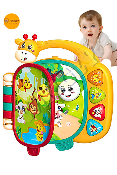 Wingzy Işıklı Ve Müzikli Zürafa Kitap Bebek Piyanosu – Eğitici, Dokunmatik, S...